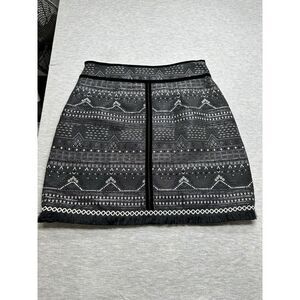 Esqualo Aztec Metallic Black Fringe Mini Skirt Size‎ 6